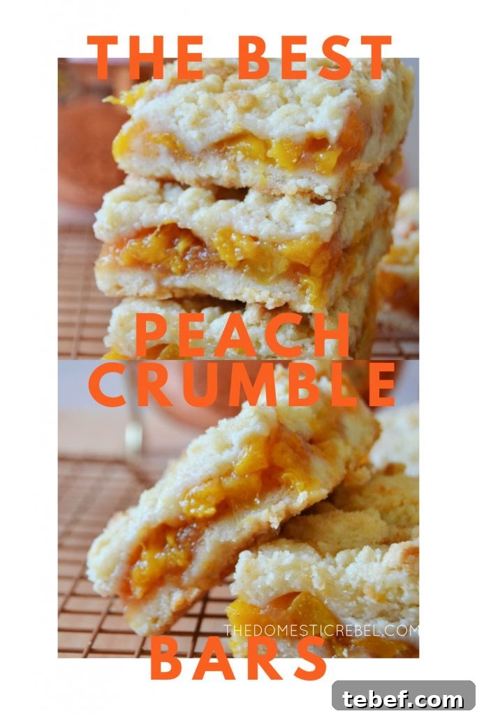 Peach Crumble Bars Recipe — Sweet Summer Dessert Bars 9 peach crumble bars photo collage