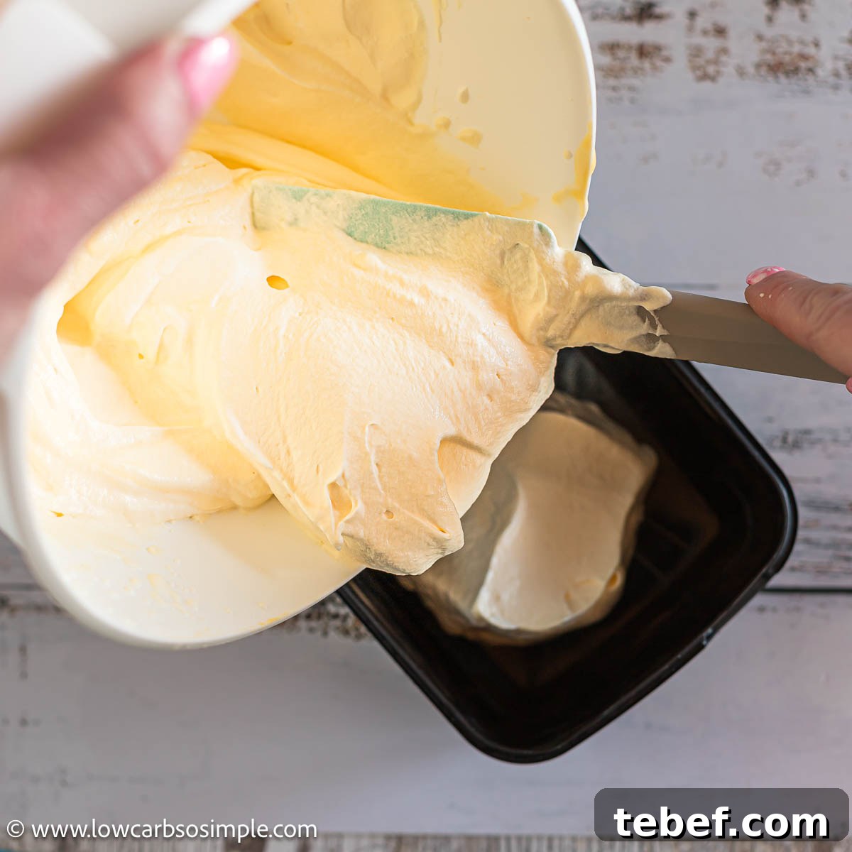 Transferring Ice Cream Mixture to Container | Low-Carb, So Simple