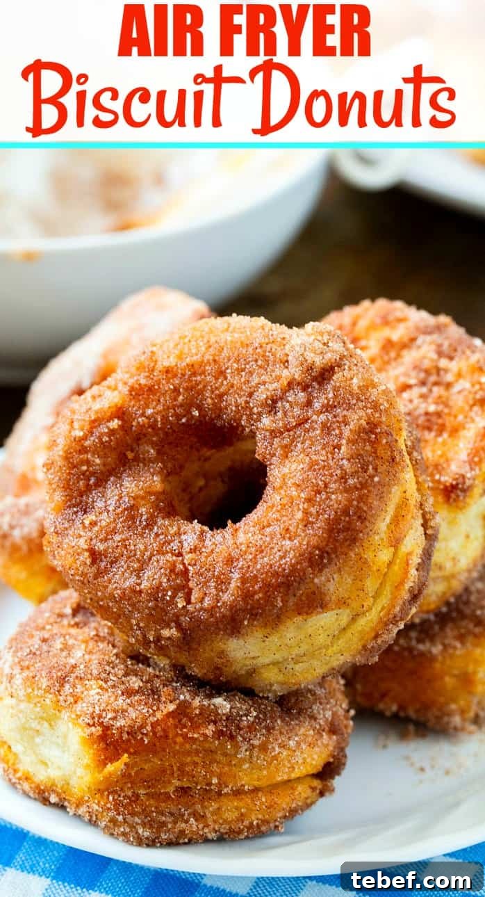 Air Fryer Biscuit Doughnuts on a plate.