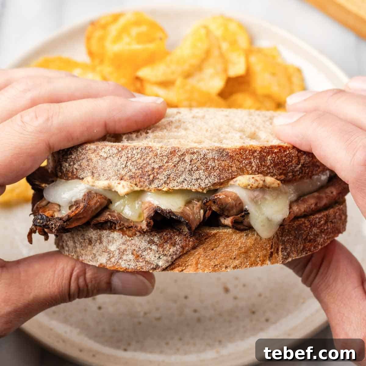 whole sandwich in hands.