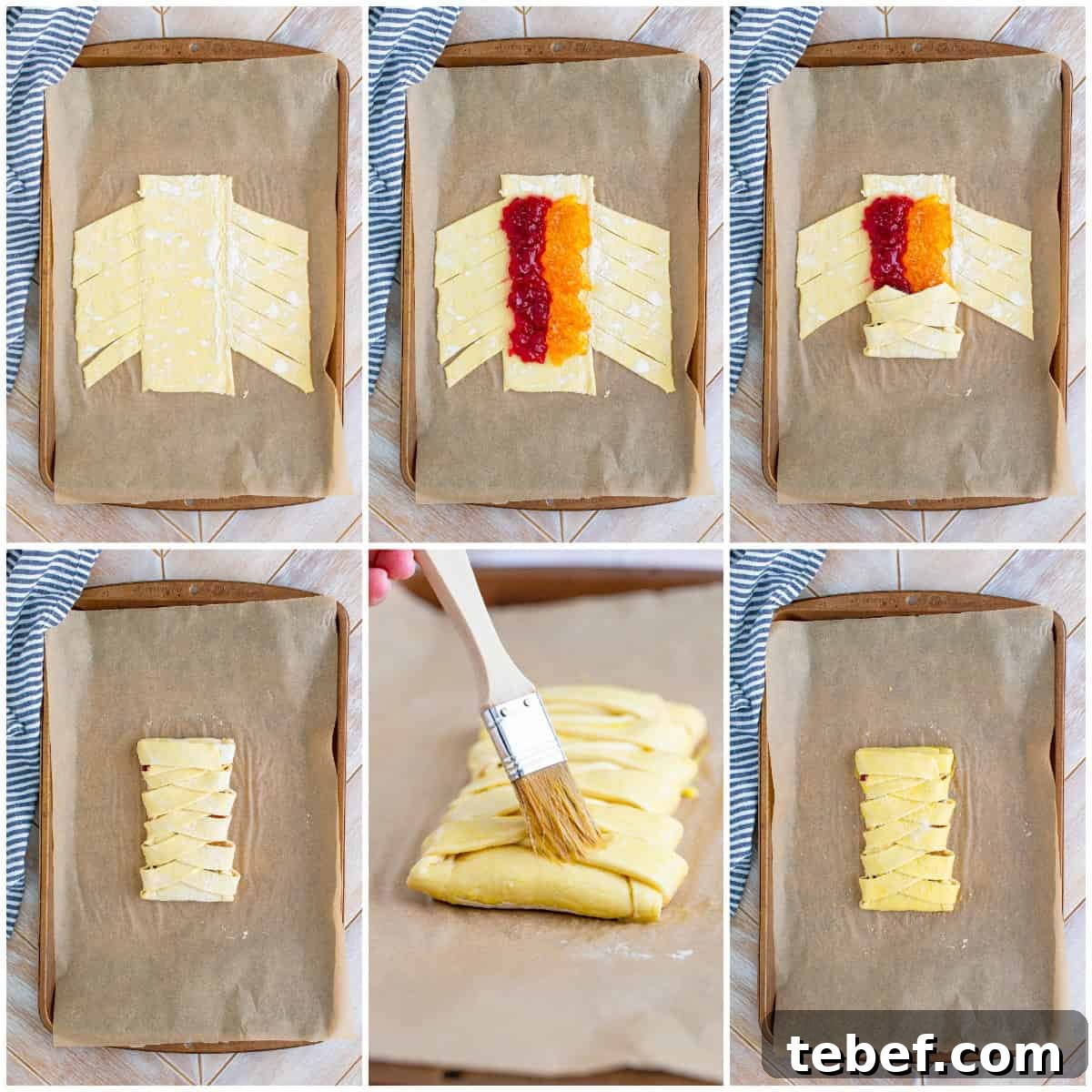 Cranberry Orange Sweet Braid Recipe — Flaky Holiday Pastry 4 Step by step photos on how to make a Cranberry Orange Braid