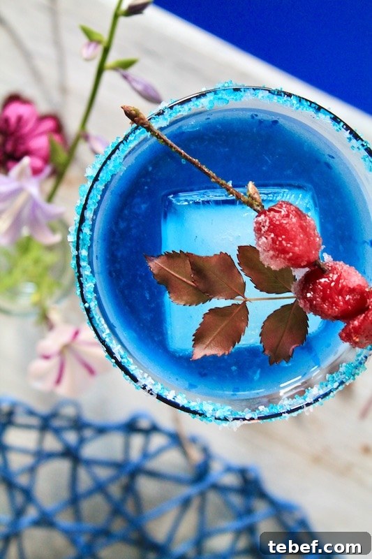 top blue halloween cocktail with prosecco and serve cold