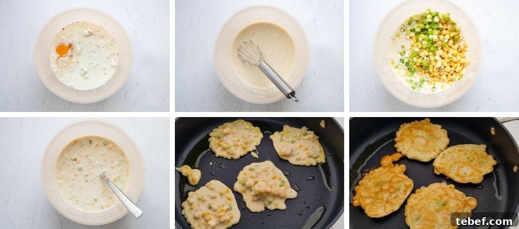 Crispy Sweetcorn and Spring Onion Fritters Recipe 4 How to make sweetcorn fritters step by step