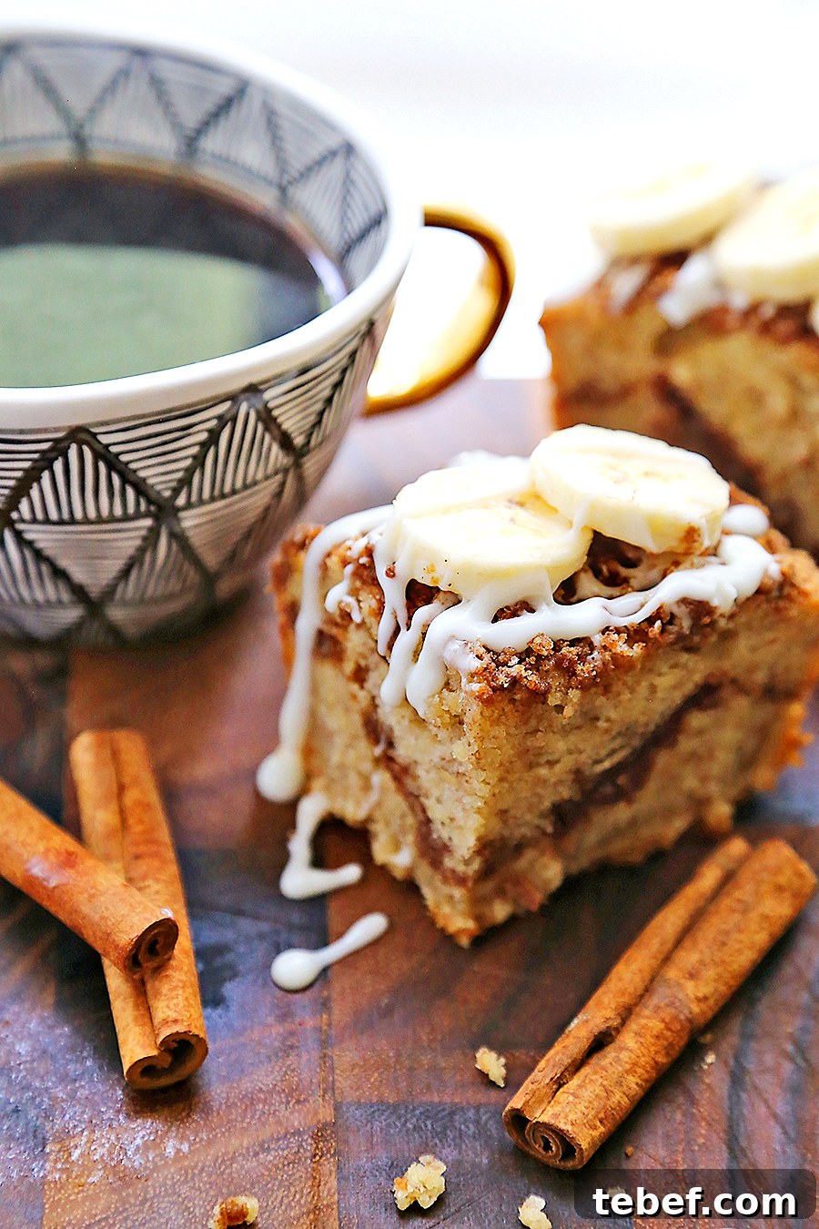 Moist Banana Coffee Cake Recipe with Brown Sugar Glaze 5 Banana coffee cake slice