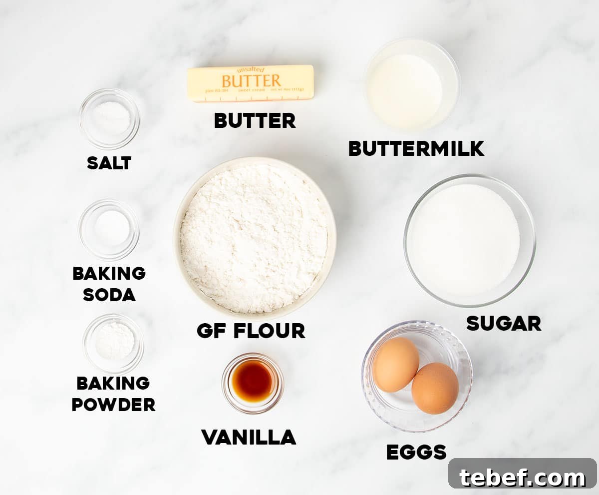 Gluten-Free Vanilla Cupcakes Recipe for Moist, Fluffy Results 4 gluten free vanilla cupcakes ingredients in small bowls with names of ingredients in black type