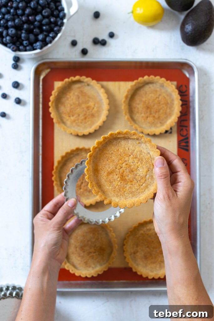 Avocado Blueberry Tarts with Almond Crust tart shells