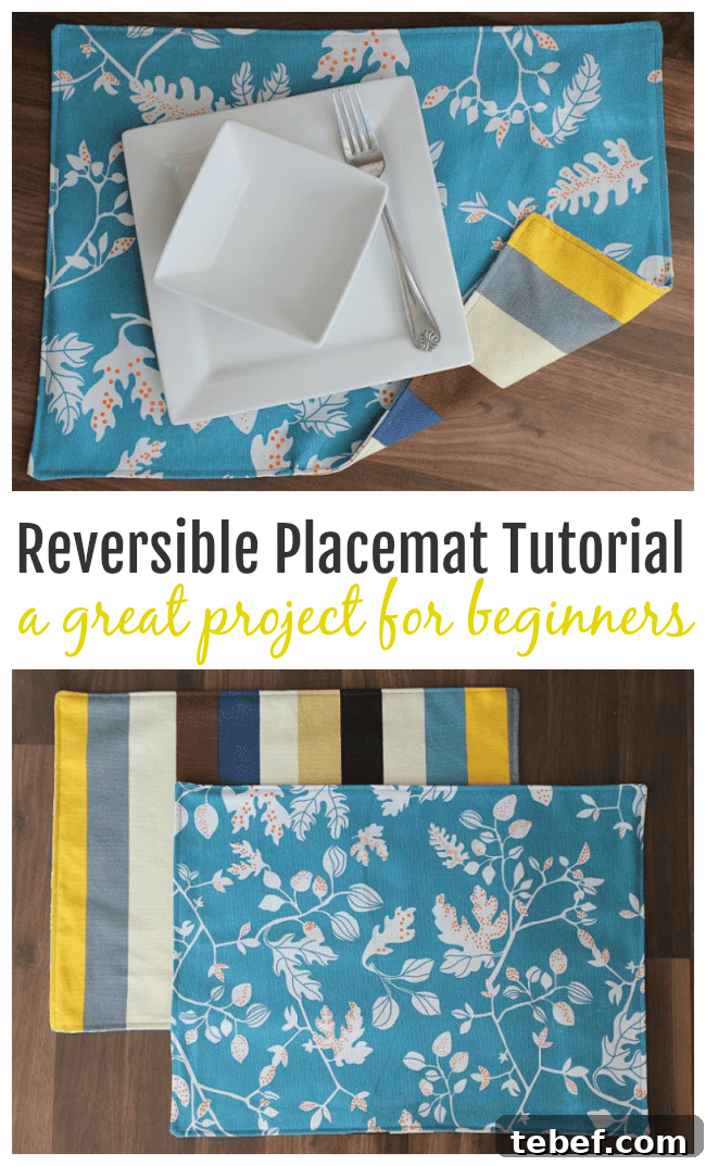 collage of reversible placemat