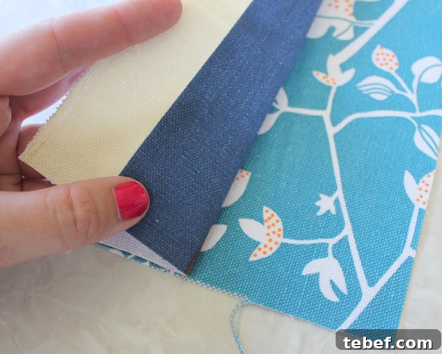 fabric with edge folded over for hem