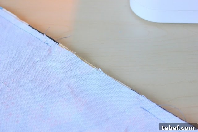 opening in fabric to turn right side out
