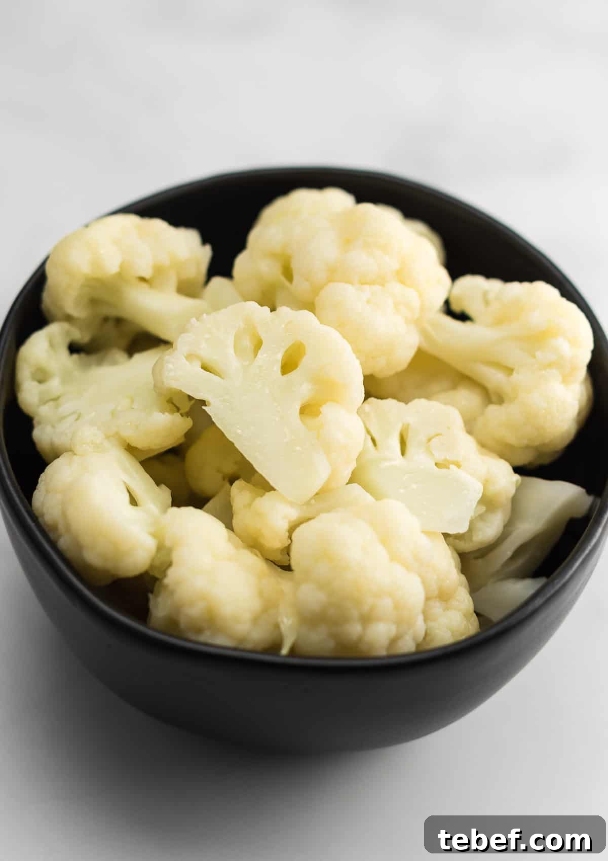 steamed cauliflower in a bowl