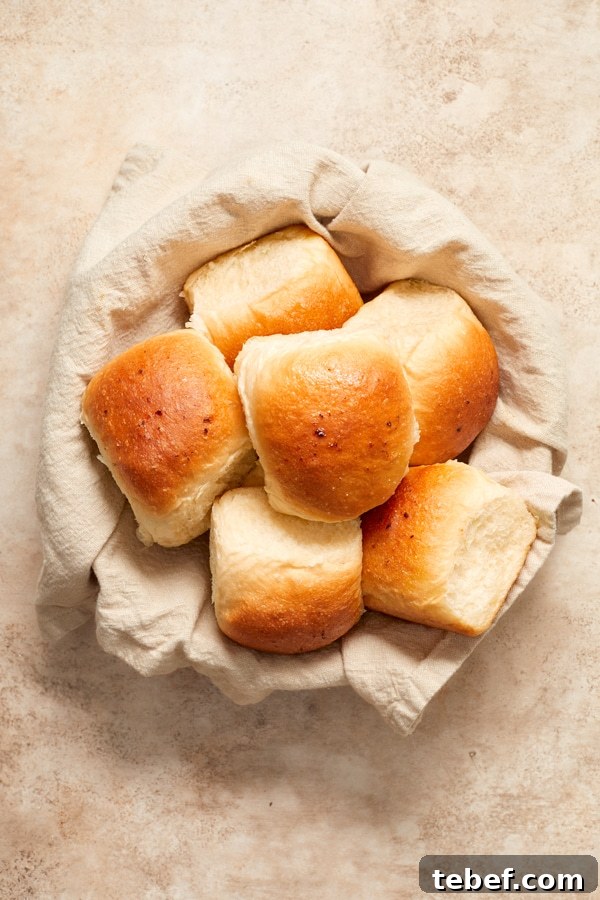 Dairy Free Dinner Rolls in a bread basket.