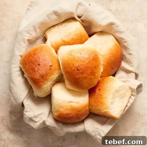 Dairy Free Dinner Rolls in a bread basket.