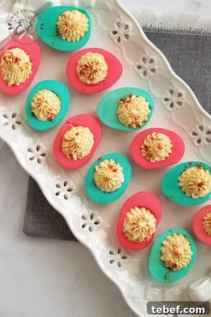 Red and Green Christmas Deviled Eggs Appetizer Recipe