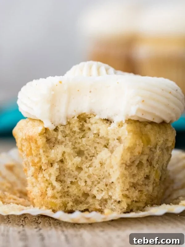 Frosted cupcake with a bite taken out of it.