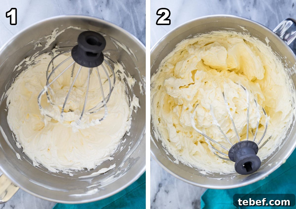 collage of the two step process needed to make german buttercream