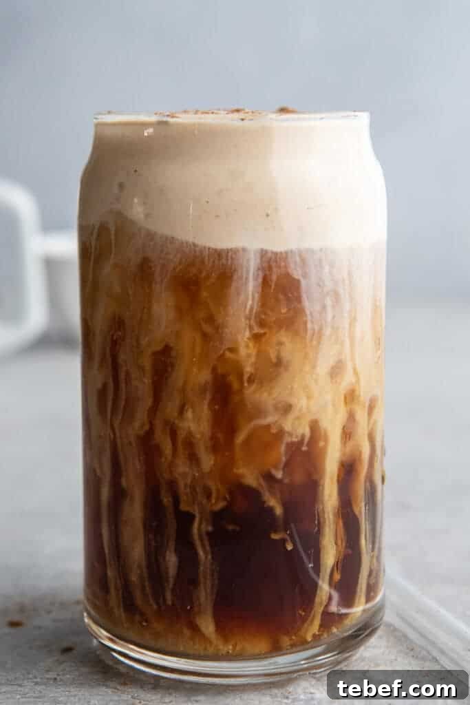 Pumpkin cream cold brew in a glass