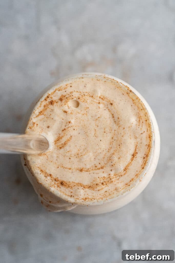 Overhead shot of pumpkin cold foam