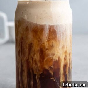 Pumpkin cream cold brew in a glass