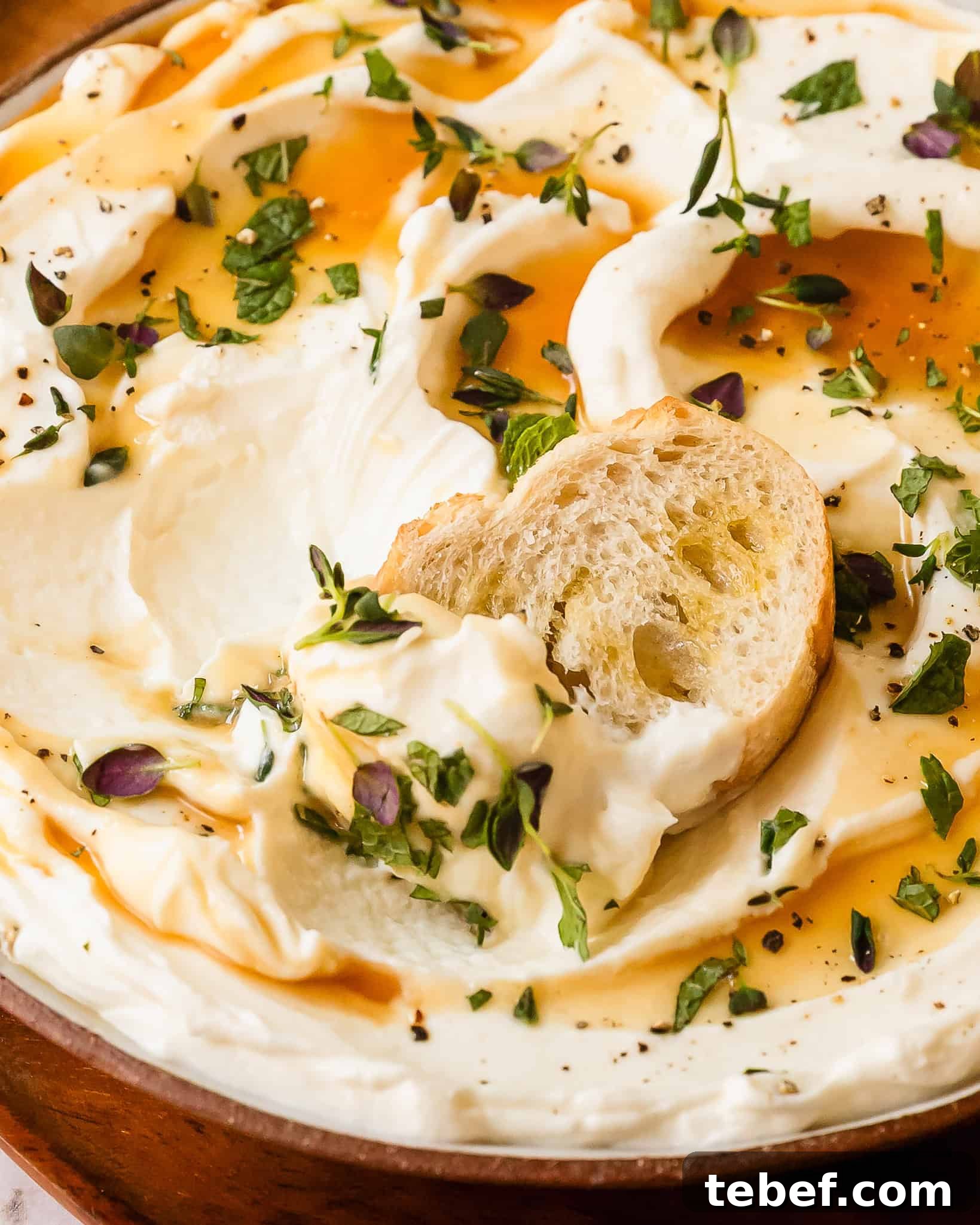 Creamy Whipped Ricotta Dip Recipe for Entertaining 5 Bread dipping ricotta dip.