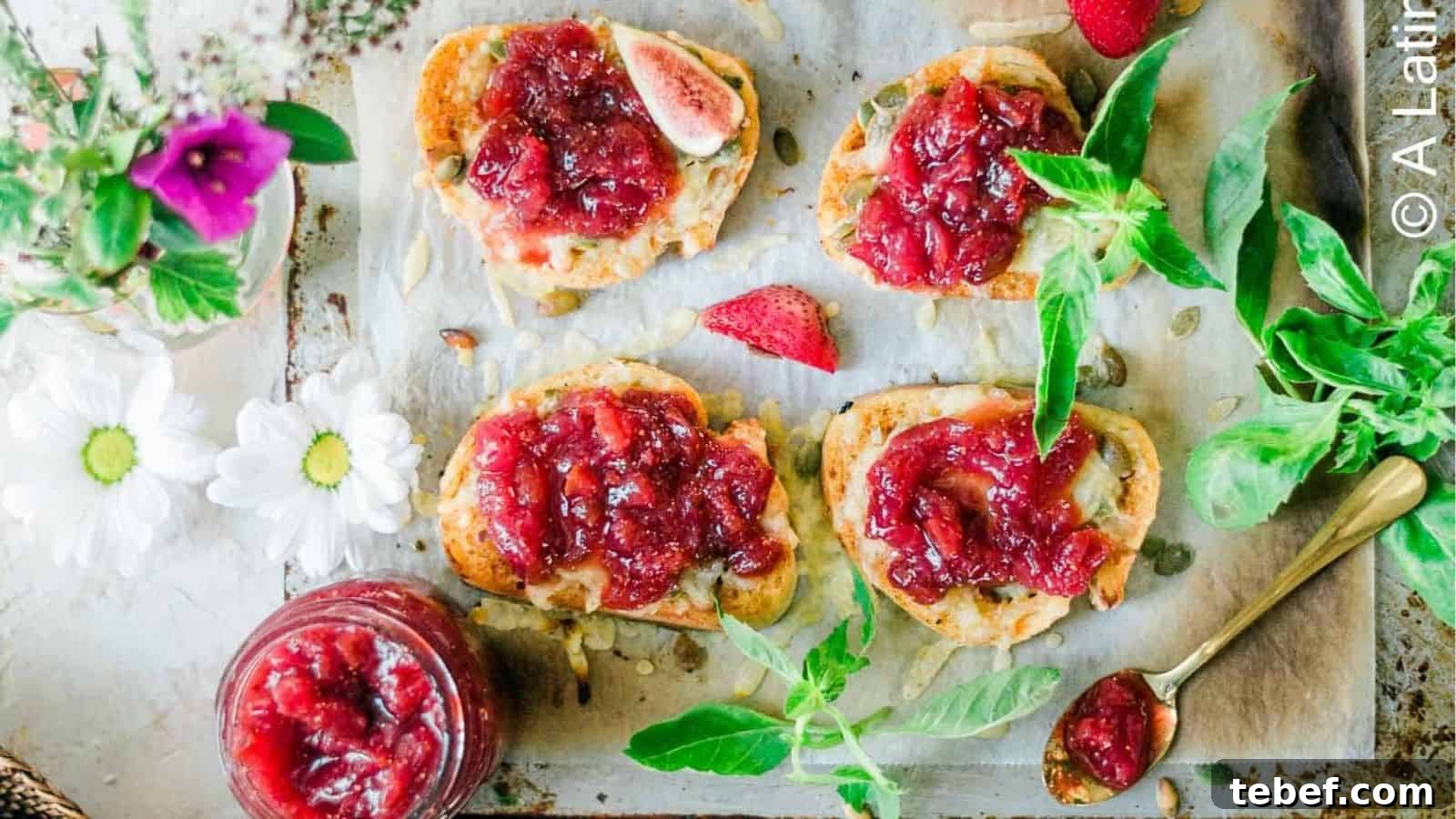 22 Festive Holiday Party Appetizers to Delight Your Guests 14 Crostini with Cheese and Strawberry-Fig Preserves