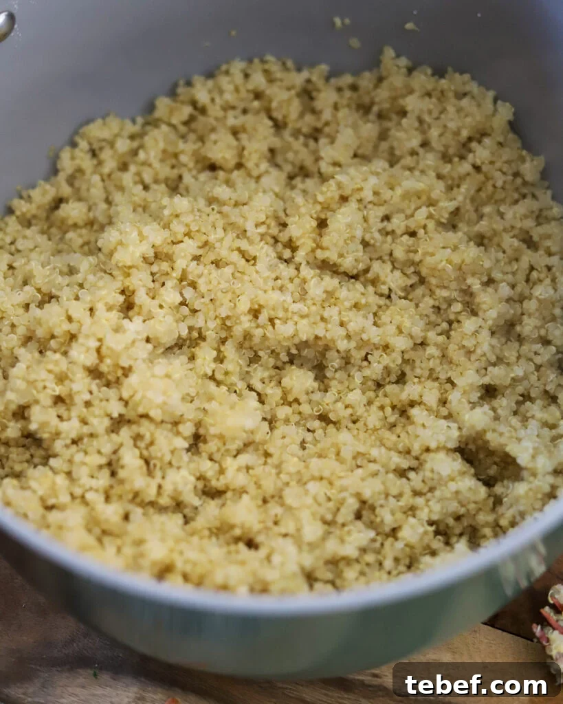 Southwest Quinoa and Black Bean Salad with Avocado Lime Dressing 3 image cooked quinoa