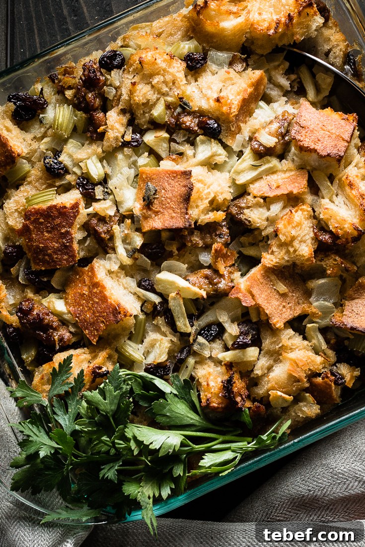 Sausage and Sourdough Stuffing with Apples