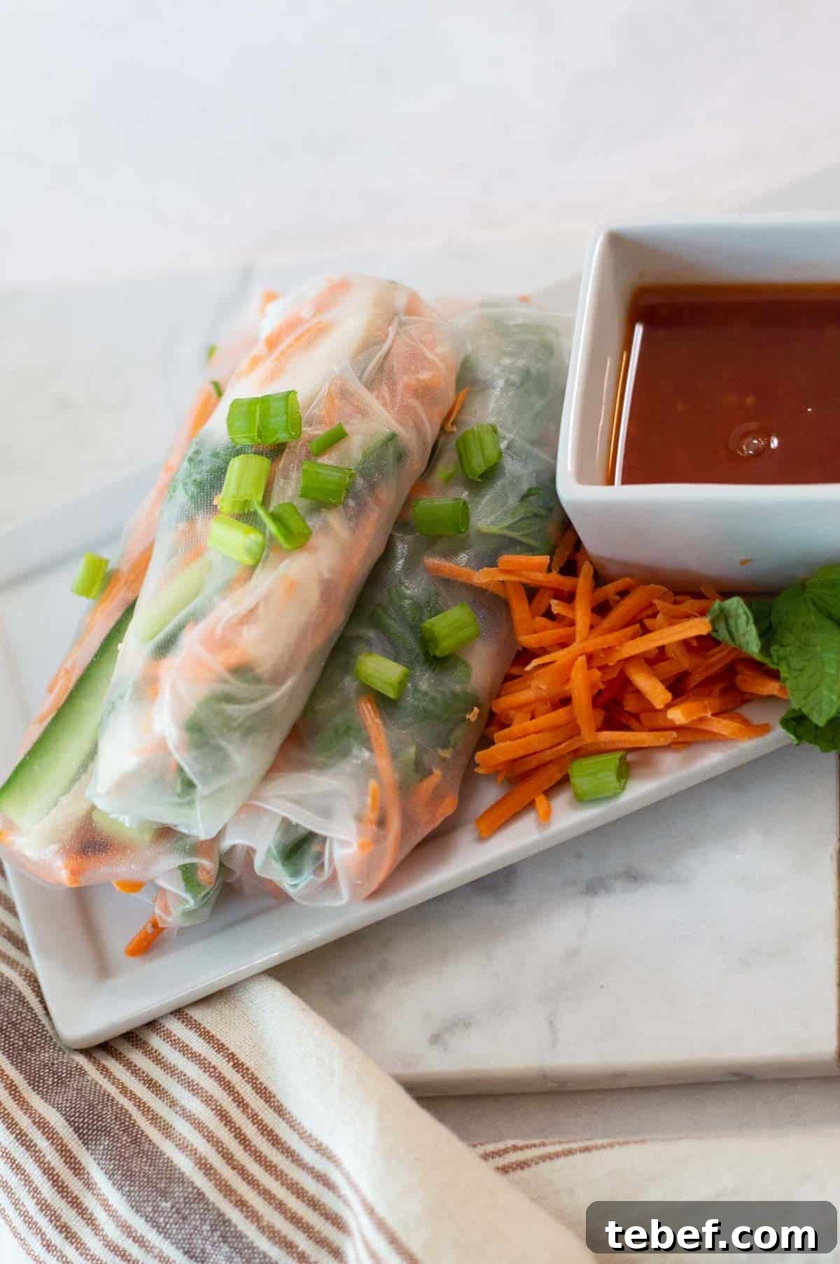 Gluten-Free Spring Rolls Ready in 10 Minutes 6 gluten free spring rolls stacked