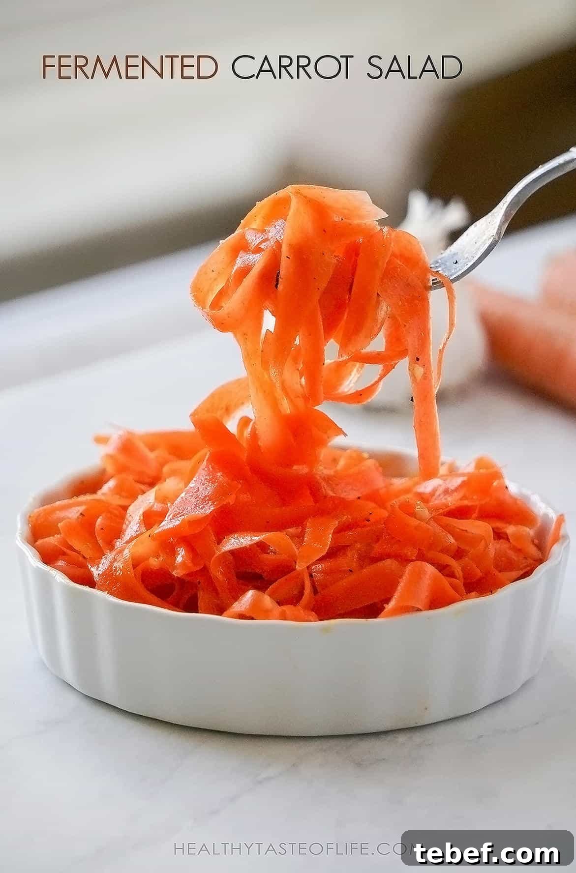 Tangy Fermented Shaved Carrot Salad Recipe for Gut Health 3 Lacto Fermented Carrot Salad Recipe - fermented shaved carrots.