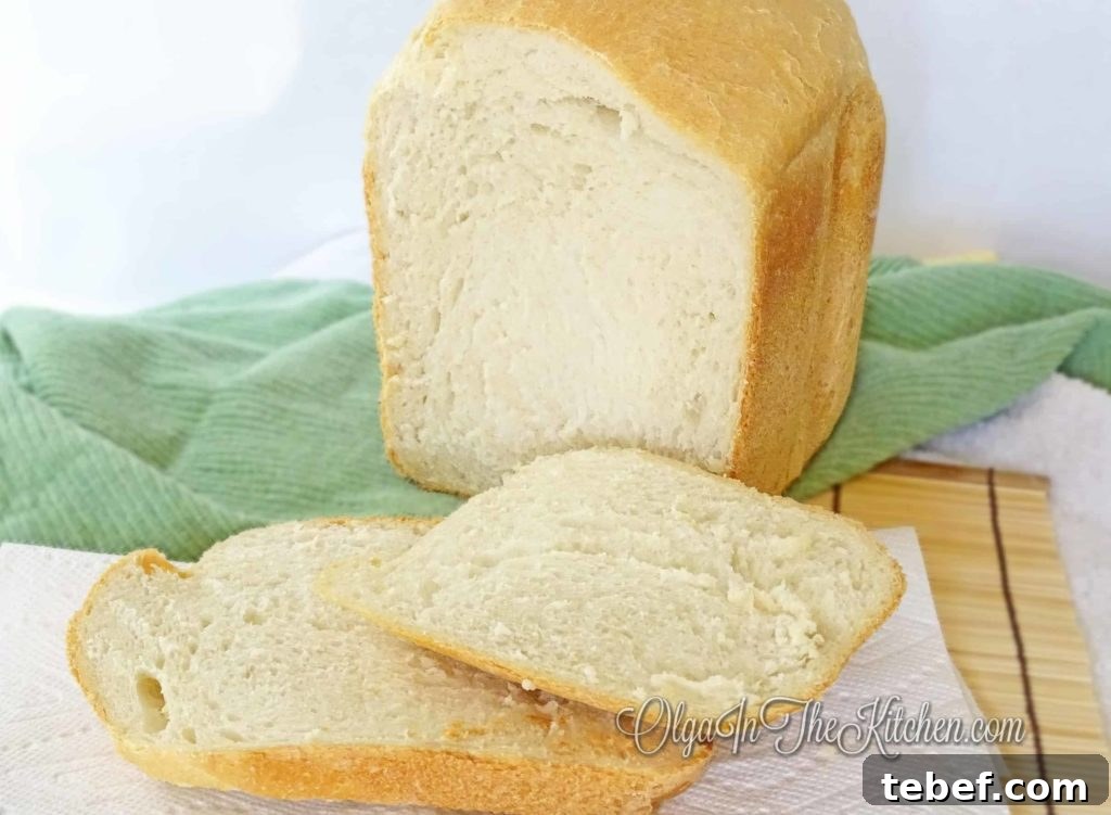 White Bread Machine Bread: a homemade bread that will replace any store-bought any day. Only 5 ingredients. | olgainthekitchen.com