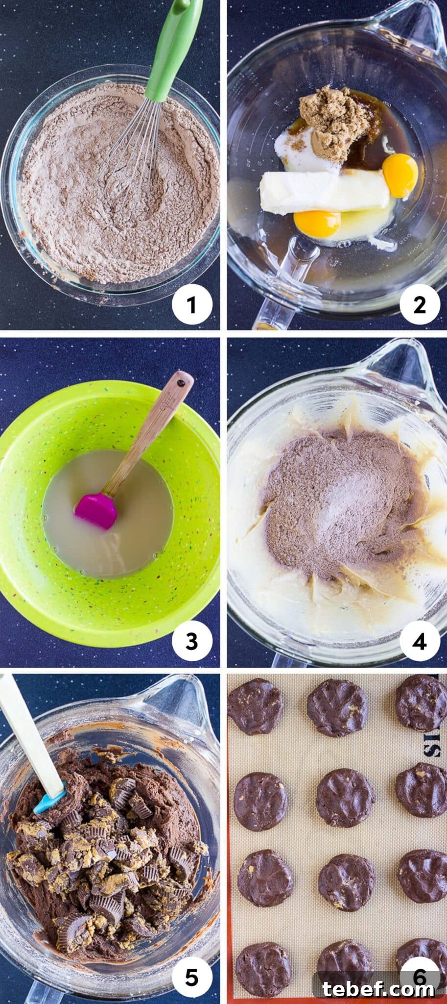 The how-to shots for making chocolate peanut butter whoopie pies.