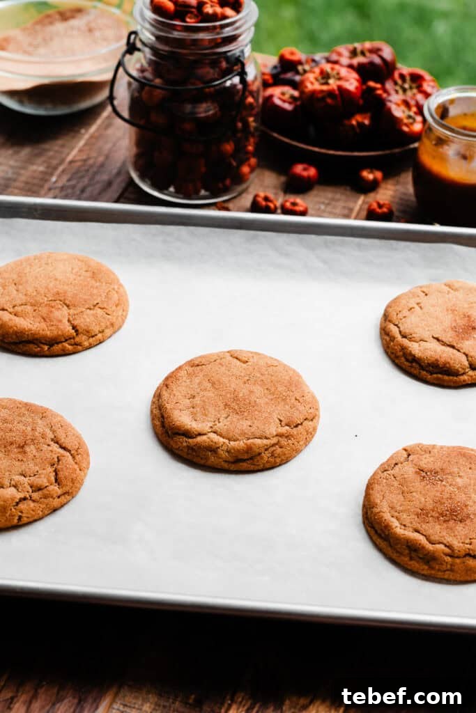 Chewy Pumpkin Cookies with Maple Glaze Recipe 9 A pan of baked pumpkin cookies.