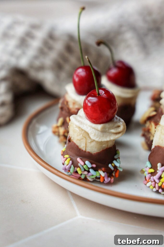 Frozen Banana Split Bites: No-Bake Dessert Recipe for Summer 3 A close up of a frozen banana split bite.