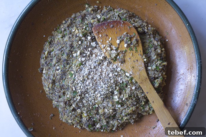 Juicy Grilled Portobello Mushroom Burger Recipe 7 The burger mixture ready to form into patties, a little oats helps to bind