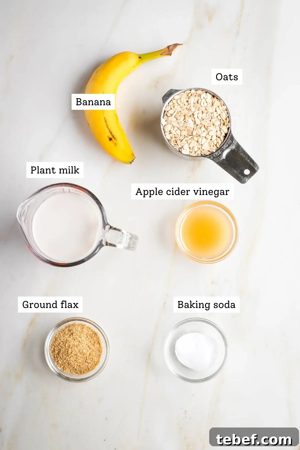 Ingredients for banana oat pancakes