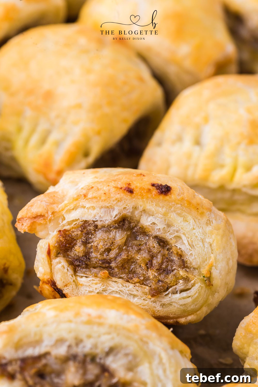 Crispy Sausage Rolls with Flaky Pastry Recipe 10 Appetizer sausage rolls feature a meaty mixture stuffed inside buttery soft puff pastry. An easy crowd-pleasing handheld party appetizer!