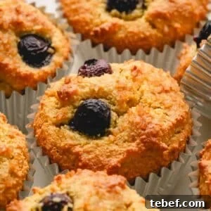 Almond Flour Blueberry Muffins Recipe — Moist Low-Carb Muffins 16 Almond flour blueberry muffins topped with demerara sugar.