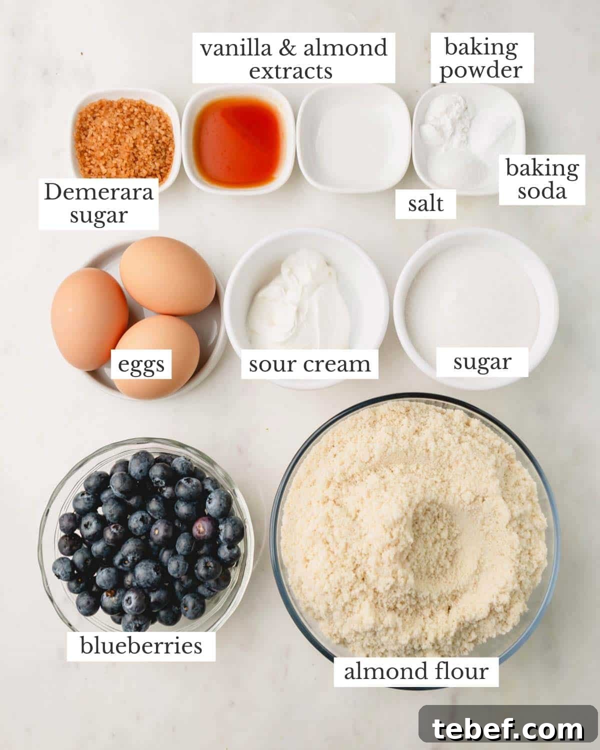 Almond Flour Blueberry Muffins Recipe — Moist Low-Carb Muffins 4 Ingredients to make blueberry muffins with almond flour.
