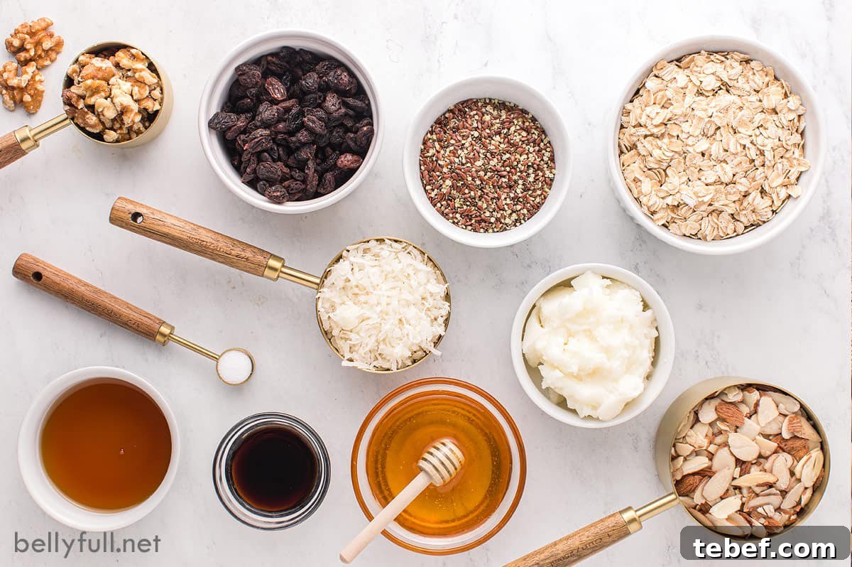 Homemade granola ingredients