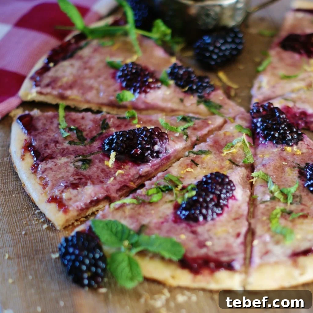 This blackberry mint pizza with subtly sweet marscapone cheese, plump blackberries, and blackberry jaA gorgeous mix of bread, cheese, fruit, and herbs, this pizza has all the ingredients of a romantic picnic without the picnic basket!