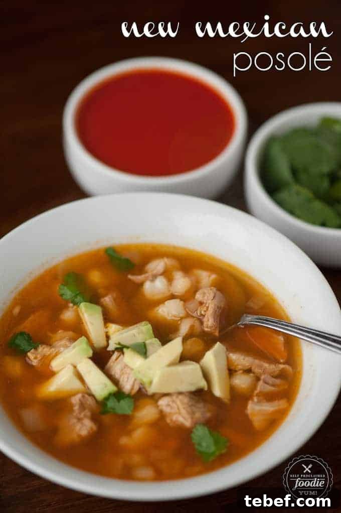 New Mexican Posole Recipe: Authentic Red Chile Posolé 2 bowl of homemade posole with chile sauce