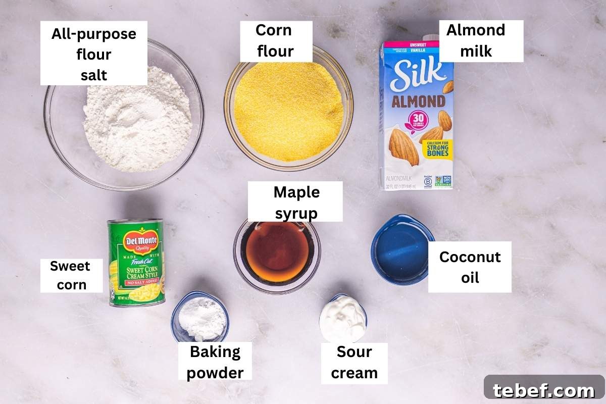Moist Eggless Cornbread Recipe Without Eggs 3 Ingredients needed to make eggless cornbread.