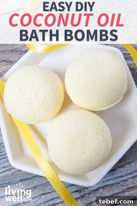 DIY Ultra-Hydrating Coconut Bath Bombs for Silky Skin 2 bath bombs with a yellow ribbon