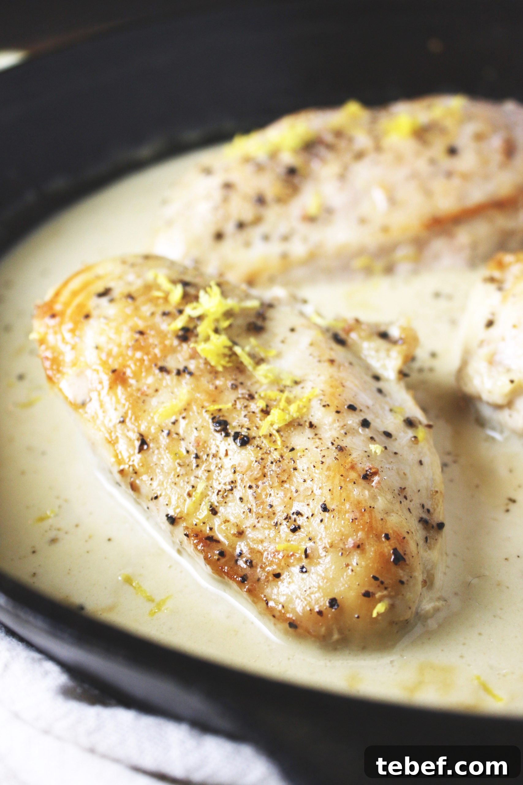 One-Pan Coconut Lemon Chicken Skillet Recipe 2 One Pan Lemon Coconut Chicken! This recipe takes literally 3 ingredients and 20 minutes to make! It couldn’t get any easier than this, and the flavor is outstanding! I love serving this over rice. TheGarlicDiaries.com