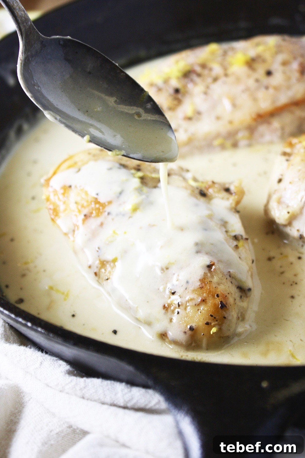 One-Pan Coconut Lemon Chicken Skillet Recipe 3 One Pan Lemon Coconut Chicken! This recipe takes literally 3 ingredients and 20 minutes to make! It couldn’t get any easier than this, and the flavor is outstanding! I love serving this over rice. TheGarlicDiaries.com