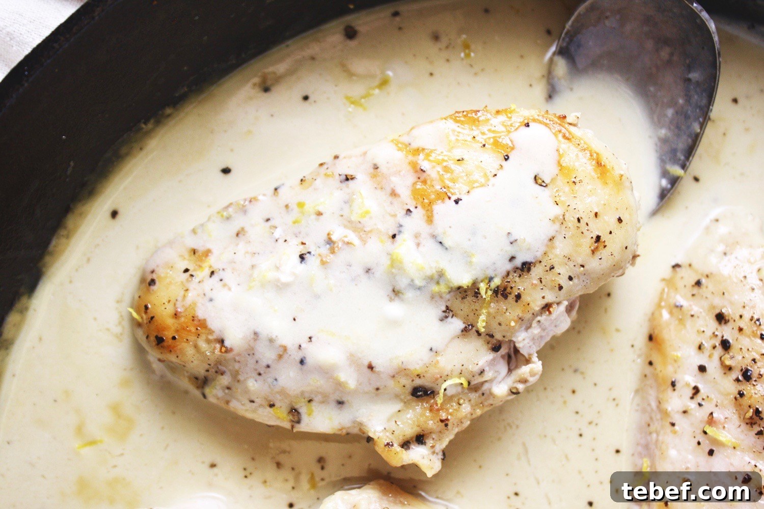One Pan Lemon Coconut Chicken! This recipe takes literally 3 ingredients and 20 minutes to make! It couldn’t get any easier than this, and the flavor is outstanding! I love serving this over rice. TheGarlicDiaries.com
