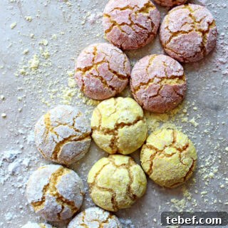 Pastel colored cookies with crackled tops.