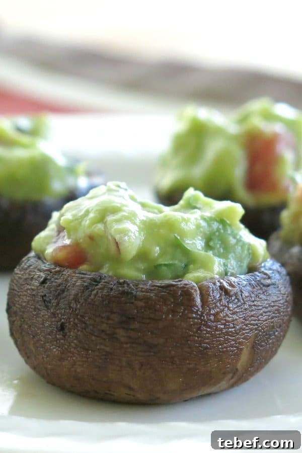 Guracamole Stuffed Mushrooms on a plate
