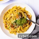 Cherry Tomato and Pesto Pasta Recipe for Quick Weeknight Meals 8 a top down view of a bowl of cherry tomato pesto pasta
