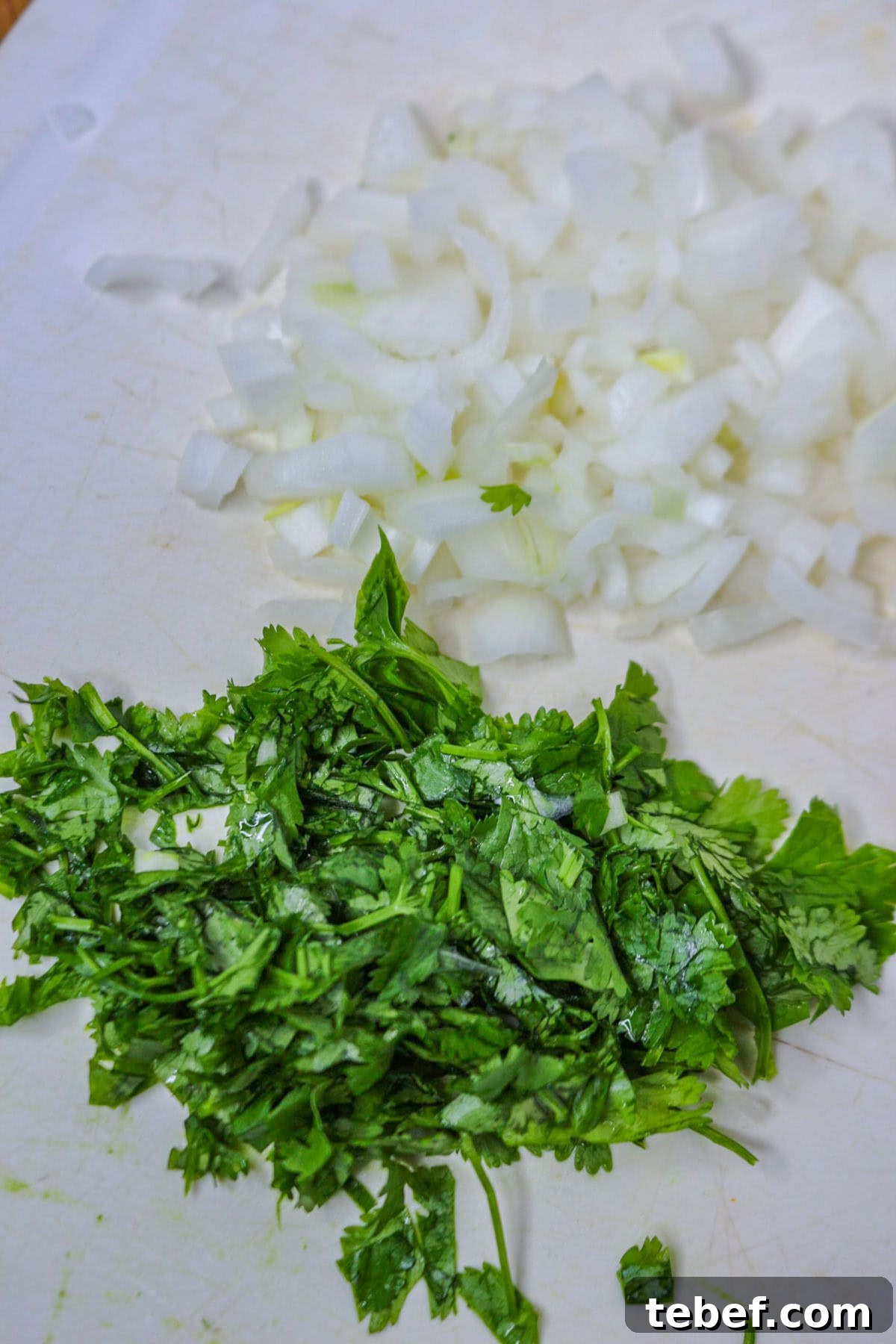 Diced onion and cilantro