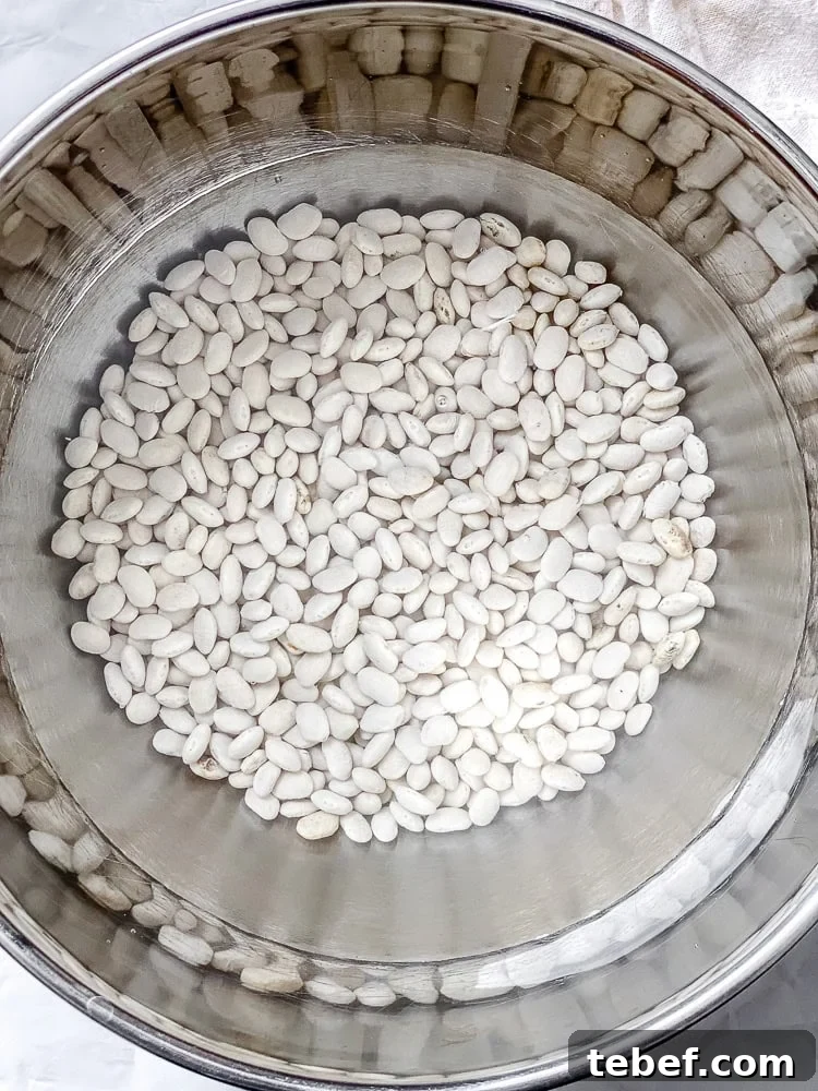 process shot showing white beans in a bowl